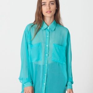 American Apparel Chiffon Oversized Button Up